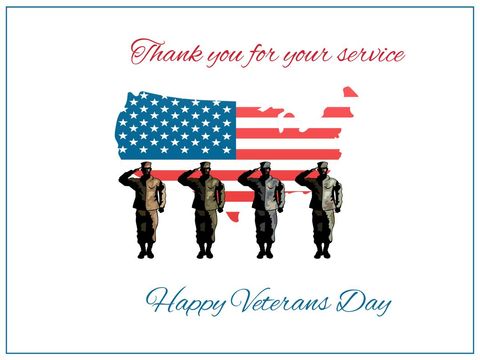Patriotic tribute with saluting soldiers and flag background