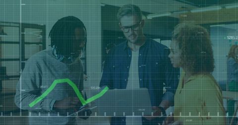 Diverse Business Team Analyzing Financial Data on Digital Platform