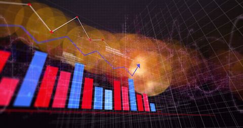 Futuristic Data Analysis with Bar and Line Charts - Download Free Stock Images Pikwizard.com