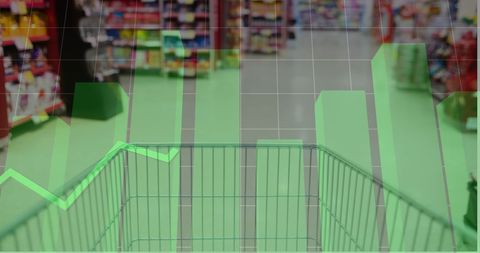 Financial Trends Analysis Overlaid on Shopping Cart Background - Download Free Stock Images Pikwizard.com