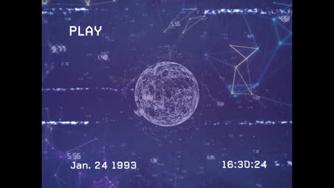 Digital Globe with Abstract Connections and Glitches on Screen
