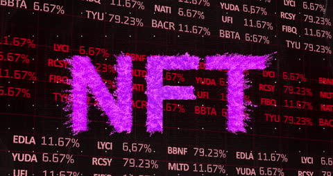 Glowing NFT Text with Stock Data Concept