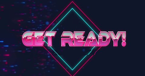Retro neon get ready sign with futuristic design