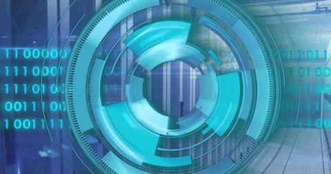 Futuristic Interface and Binary Code Over Data Center Server Room - Download Free Stock Images Pikwizard.com