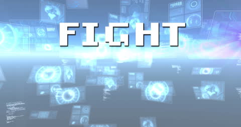 Fight Text Over Futuristic Virtual Data Interface