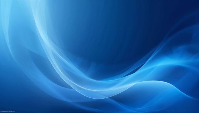 Blue Abstract Flowing Wave Background with Translucent Light Ribbons and Gradient Depth
