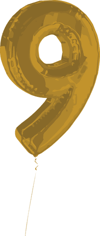 gold 9 balloon illustration on transparent background - Download Free Stock Videos Pikwizard.com