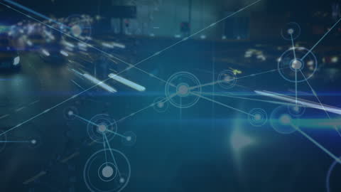 Digital Network Connecting Futuristic Urban City