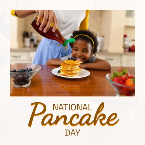 Joyful Celebration of National Pancake Day with Family - Download Free Stock Templates Pikwizard.com