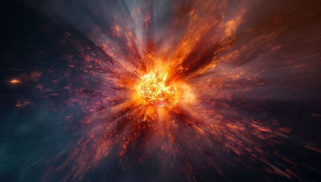 Exploding plasma core sending radiant shockwave through deep space supernova energy burst
