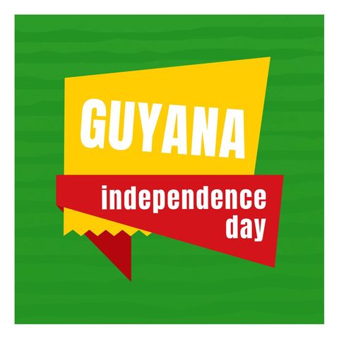 Guyana Independence Day Graphic on Green Background - Download Free Stock Templates Pikwizard.com
