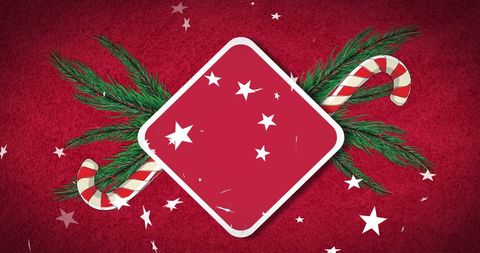 Festive Christmas Design with Candy Canes and Pine Branches