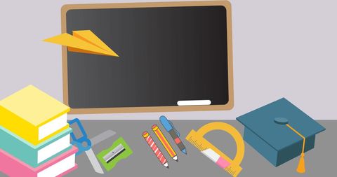 Happy Substitute Day with School Supplies and Blackboard - Download Free Stock Images Pikwizard.com