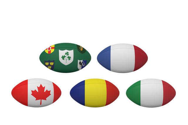 Transparent Rugby Balls Displaying Multinational Flags - Download Free Stock Videos Pikwizard.com