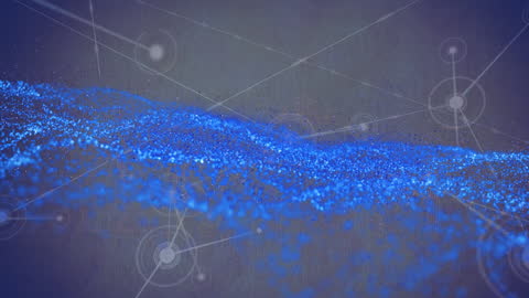 Abstract Network with Glowing Blue Glitter Effect