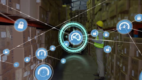 Foreperson Using Digital Technology in Secure Warehouse