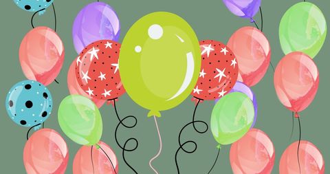 Colorful Balloons for Party Celebrations on Green Background - Download Free Stock Images Pikwizard.com