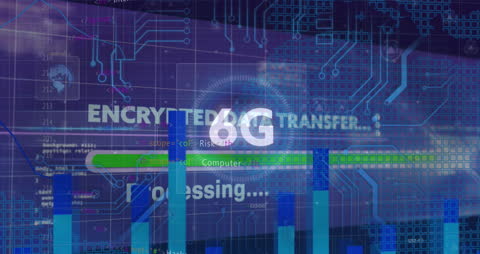 6G Data Transfer with Futuristic Digital Interface Concept