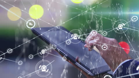 Business Technology Concept with Network Overlay on Tablet