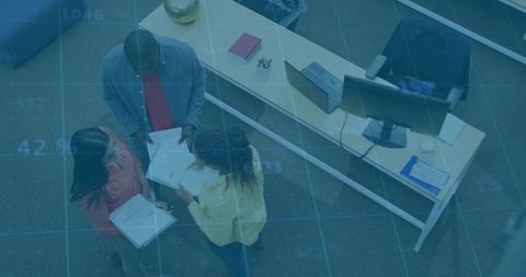 Collaborating Professionals in Open-Plan Office with Digital Overlay