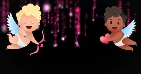 Digital Cupids on Chic Background with Pink Accents