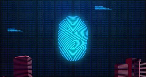 Digital Fingerprint Over Data Streams in Futuristic Urban Landscapes - Download Free Stock Images Pikwizard.com