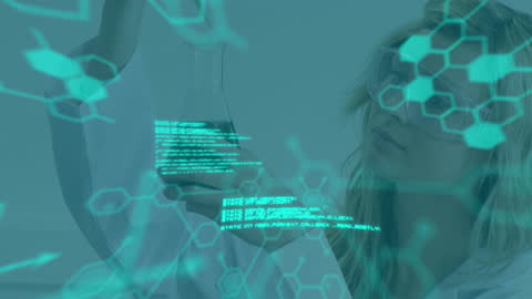 Female Scientist Analyzing Chemical Reactions in Laboratory