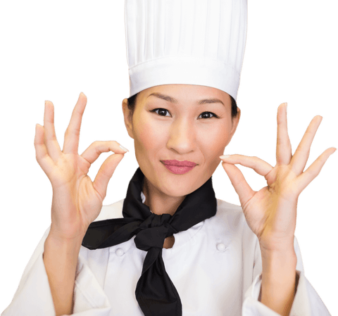 Smiling Female Chef Gesturing Okay in Transparent Background - Download Free Stock Videos Pikwizard.com