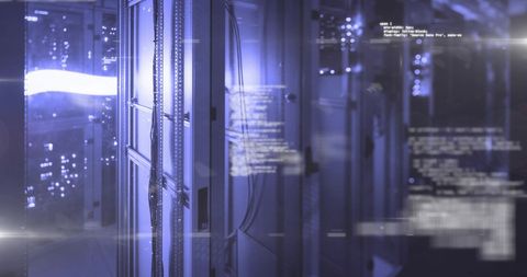 Digital Data Code Overlay in Modern Data Center Environment - Download Free Stock Images Pikwizard.com