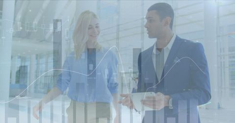 Business professionals analyzing statistical data