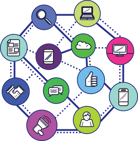 colorful symbols network on transparent background for digital communication - Download Free Stock Videos Pikwizard.com