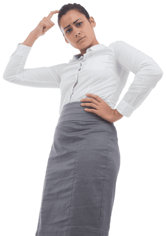 Transparent Businesswoman Scratching Head Ponders Solution