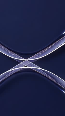 Looping Fluid Ribbons Forming X-Cross on Deep Blue Field — Vertical Abstract Motion