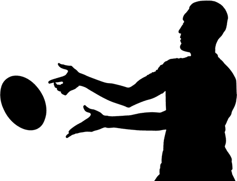 Rugby player silhouette on transparent background for sports designs