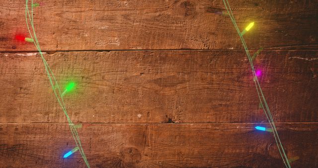 Colorful Flickering Fairy Lights on Rustic Wooden Background - Download Free Stock Images Pikwizard.com