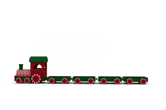 Transparent Christmas Red Green Toy Train with Empty Carriages - Download Free Stock Videos Pikwizard.com