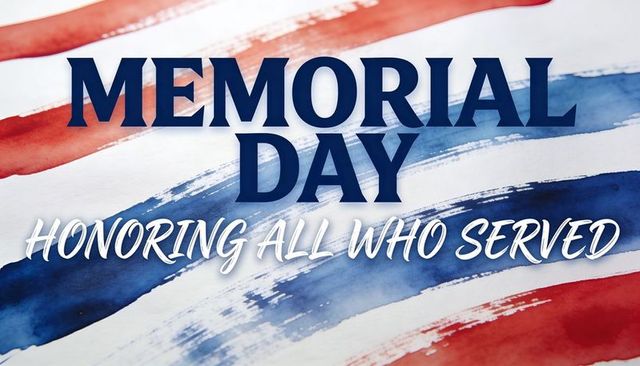 Memorial day tribute banner watercolor red blue brush strokes patriotic typography