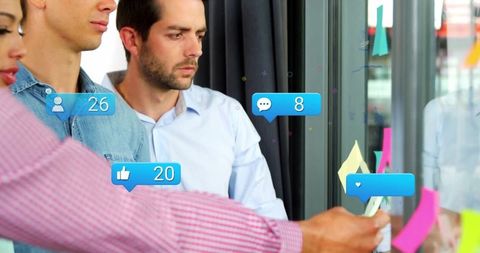 Colleagues collaborating with digital interaction interface