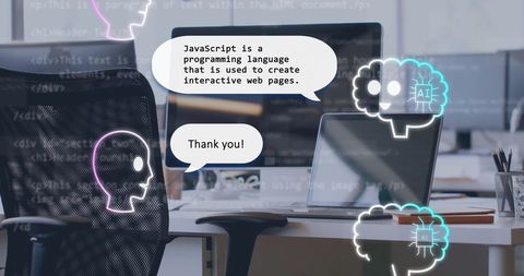 modern office with ai learning javascript programming - Download Free Stock Images Pikwizard.com