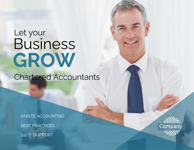 Confident Accountant Smiling in Office Promoting Financial Services - Download Free Stock Templates Pikwizard.com