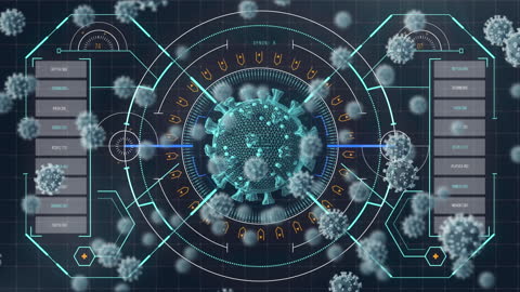 Digital Representation of Virus Cell with Data Analysis Overlay
