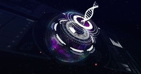 Futuristic dna visualization in digital interface concept