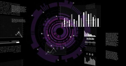 Futuristic digital dashboard with interactive data visualization