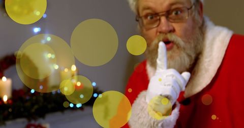 Mysterious Santa Entering Room with Holiday Lights