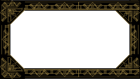 Elegant art deco gold frame on transparent background