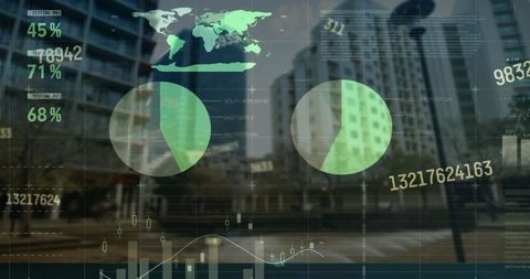 Digital Finance Dashboard Over Modern Urban Landscape