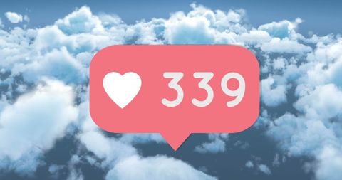 Social Media Like Icon Over Clouds with Counter - Download Free Stock Images Pikwizard.com