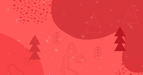 Festive Red Dreamscape with Abstract Christmas Trees - Download Free Stock Images Pikwizard.com