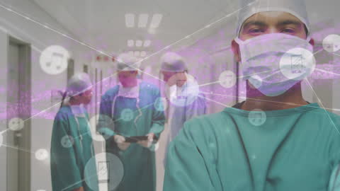 Surgeon Illustrating Digital Connectivity in Healthcare