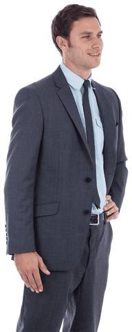Confident Business Professional in Gray Suit Smiling Transparent Background